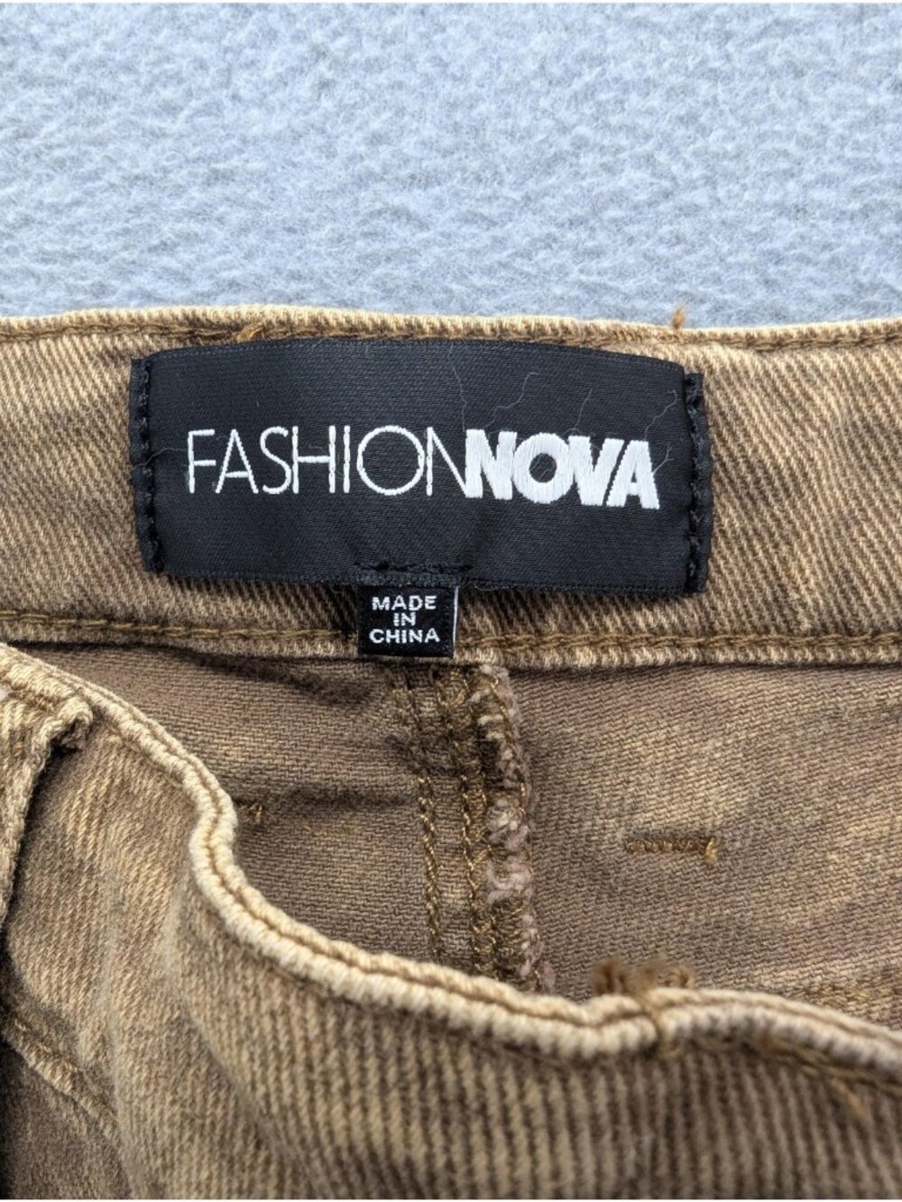 Fashion Nova Cargo Skinny Jeans Juniors 7 Brown Med Wash Mid Rise Stretch Denim - Picture 11 of 13